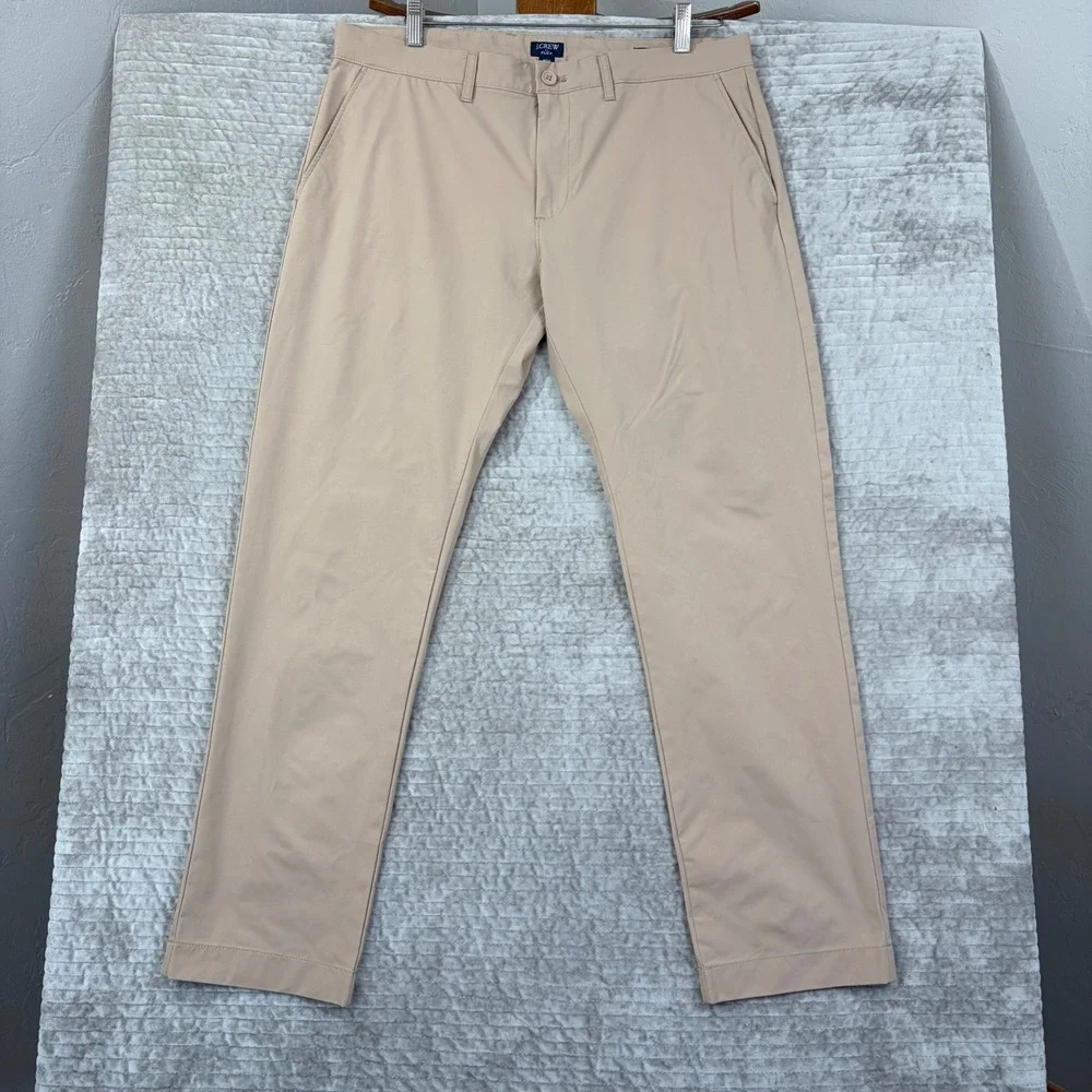 J. Crew Flex Slim Chino Pants Tan Khaki‎ Mens W34 L30 Straight Leg Casual